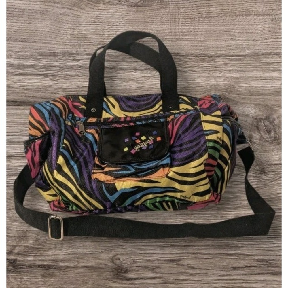 Yak Pak Bag Rainbow Zebra  Crossbody Double Handles Purse Oversized Convertible